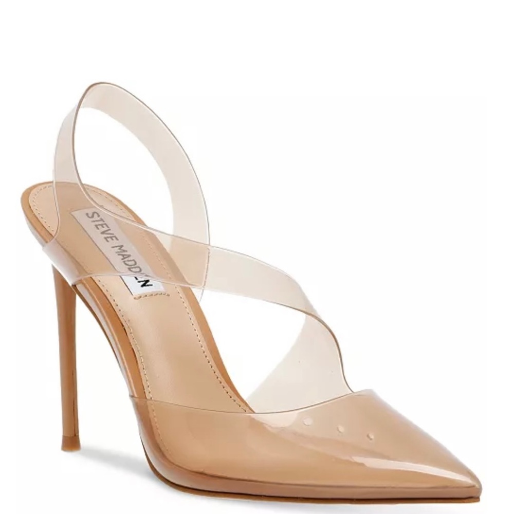Steve Madden Nude Patent Pointed-Toe Slingback Pumps